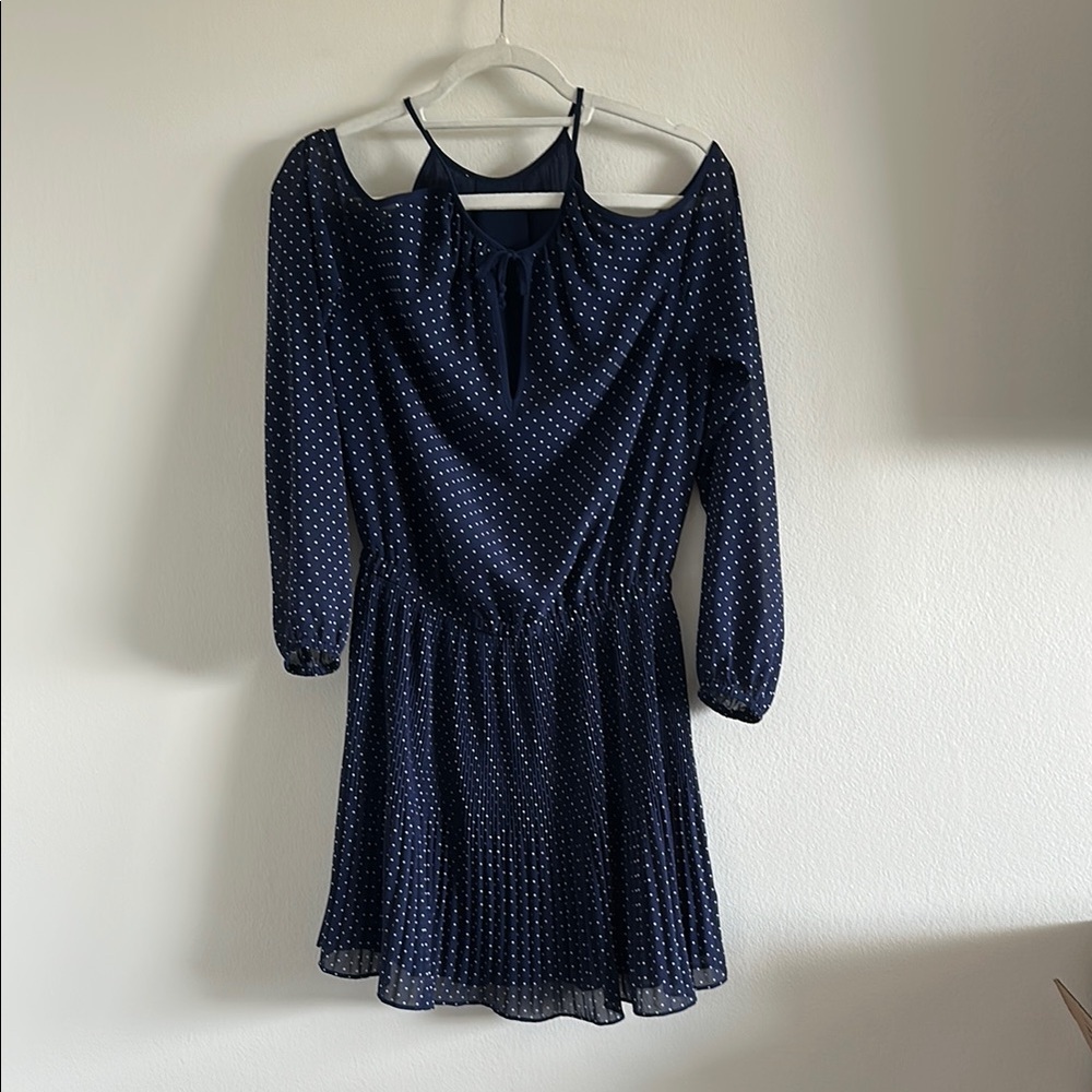 Elegant Navy Polka Dot Dress